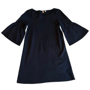 Moth by Anthropologie Minimalist Bell Sleeve Navy Blue Classic Short Dress Small